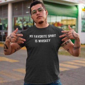 NEW My Favorite spirit is whiskey ghost goblin halloween party funny tshirt